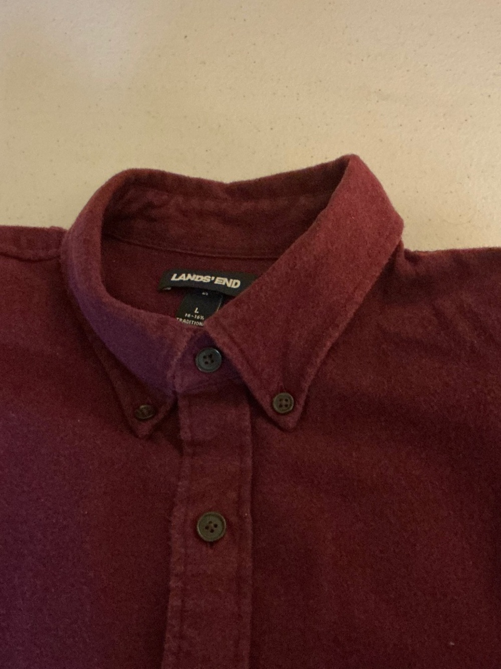 Men’s LAND END LS Flannel Shirt solid color Maureen size L